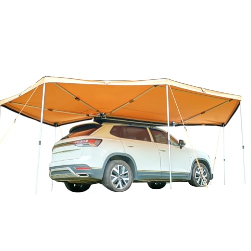 VEVOR 270 Degree Awning, 133 sq.ft Driver Side Vehicle Awning, Waterproof UV50+ Car Side Awnings with Carry Bag, All-Weather Free-Standing Overland Awnings Car Shelter for SUV Van Truck Camping - color: Khaki 270° 20*6.7ft Car Awning