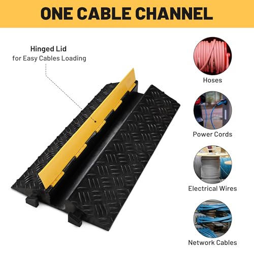 Yescom Cable Ramp Protector 1 Channel Garden Hose Protecitive 44000 Lbs Load Capacity Heavy Duty, 39.37"x22.83"x4.72" Speed Bump for Road, Driveway, Walkway and Commercial Use - size: 3.9"h - 1 Channel