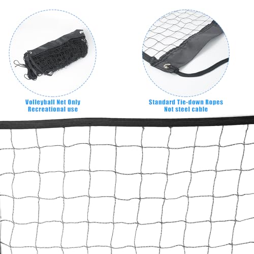 Luwint Replacement Volleyball Practice Net 15ft, Black Pool Volleyball Net for Spiking & Blocking Drills, 2v2 4v4 Family Backyard Indoor Outdoor Net - color: 1 Pcs Black