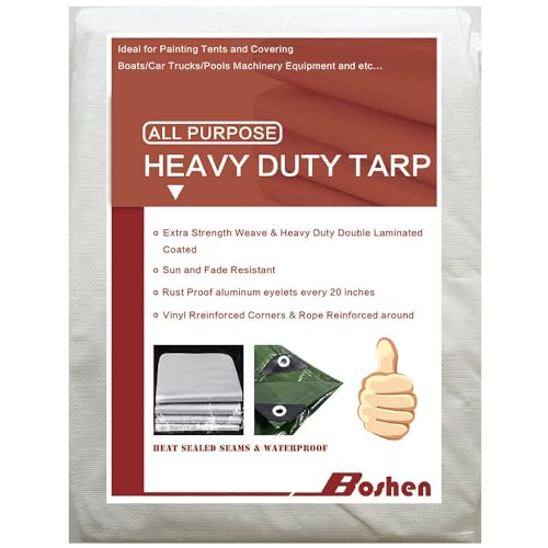 10'x 12' Tarps Heavy Duty Thick Waterproof, Poly Canopy White Tent Shelter Cover, 12 Mil Tarpaulin Shade, Rip and Tear Proof, UV Resistant Tarpaulin with Grommets and Reinforced Edges - color: White, size: 10 x 12ft