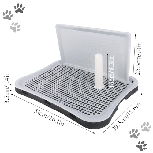 Indoor Dog Potty Tray with Splash Guard, 20"x15.5"x1.4" Pee Pad Holder for Puppies & Small Dogs, Waterproof Easy-Clean Dog Toilet Training Tray (Gray)
