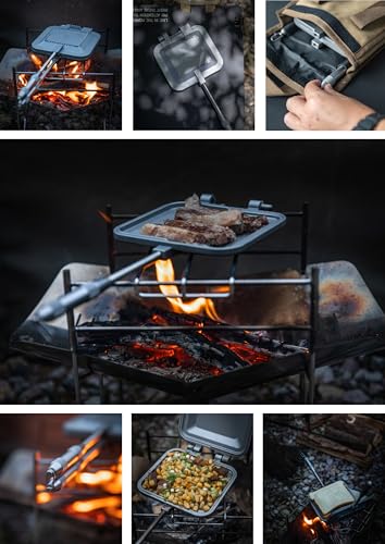 camping moon Sandwich Maker Hot Sand Single Burner Gas Fire Open Fire Compact Aluminum TT-1315 (Silver w/bag) - color: Silver w/ bag