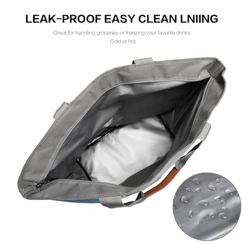 Insulated Cooler Bag Reusable Grocery Tote Bags Transport Large Lunch Box for Women - color: Sky Blue