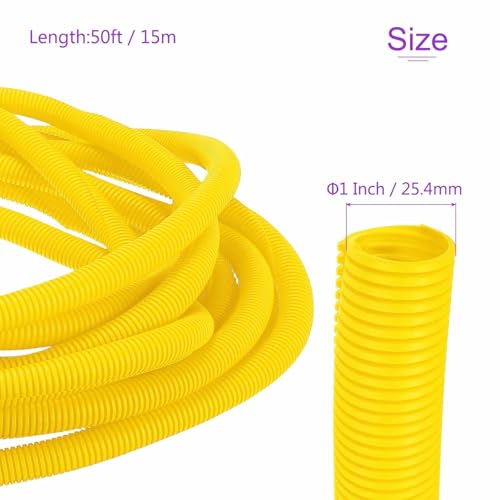 DMiotech 50ft Wire Loom Split Tubing 1 Inch(25.4mm) ID, Cord Protectors from Pet Flexible Conduit Cable Management for Office Home Garden, Yellow - color: Yellow, size: 1"-50ft
