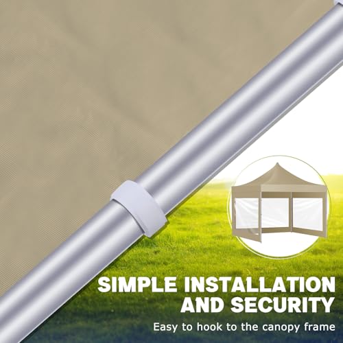 SmoothNovelty 3 Pcs Clear Canopy Sidewalls with Black Storage Bag Window Sidewall for 10 x 10 Inch Tent Waterproof Shade Wall, Sunwalls Only, Canopy Tent Not Included, No Zipper(Khaki) - color: Khaki