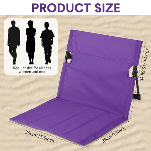 Jetec Foldable Floor Backrest Chair Portable Camping Chair with Storage Bag Light Weight Lazy Seat for Indoor Outdoor Bed Ground Park Lawn Concerts Beach Hiking - color: Purple, size: Regular