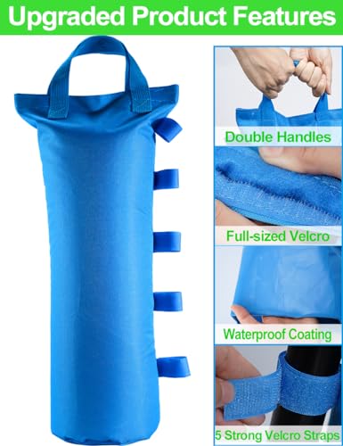 120LBS Extra Large Heavy Duty Canopy Weights Sand Bags for Ez Pop Up Canopy Tent Gazebo Outdoor Instant Sun Shelter Patio Umbrella, Upgraded 5 Magic Sticks,2 Nylon Handles and Storage Bag, 4Pack - style: 4packs Blue