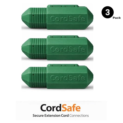 Extension Cord Connection Protector by CordSafe Plus, Weather-Resistant, Fits 18–12 AWG, Helps Keep Plugs Secure, Made in USA (Green, 3 Pack) - color: Green, size: 3 Pack