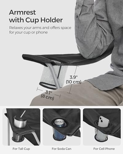 SONGMICS Set of 2 Folding Camping Chairs, Comfortable, Heavy Duty Structure, Max. Load Capacity 330 lb, Outdoor Chair with Cup Holder, for Camping, Garden, Fishing, Terrace, Black UGCB08BK - color: Black, style: 2PC (21.3"D x 33.9"W x 38.2"H)