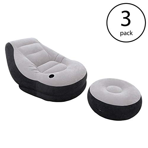 Intex Inflatable Ultra Lounge Chair with Cup Holder and Ottoman Set (3 Pack) - size: 3 Pack