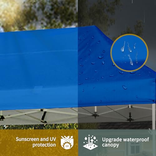 CROWN SHADES 10x15 Pop Up Canopy Tent, Thicken Frame Commercial Heavy Duty Tent, 8 Stakes & 4 Sandbags & 4 Ropes, Outdoor Canopies for Events, Parties,Blue - color: Blue, size: 10x15
