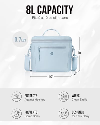 GLORIEROO Insulated Lunch Box Bag Women Girls - Waterproof Leakproof Lightweight Reusable Cooler for School Work Picnic - Back to School - color: Blue, size: Small 8L