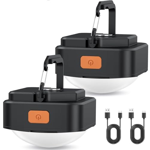 Rechargeable Camping Lights FLY2SKY 2Pcs Black Tent Lights Mini Flashlight Portable LED Camping Lantern Survival Gear Camping Accessories for Hiking Backpacking Fishing Hurricane Emergency Outage - style: 2 Pcs Black
