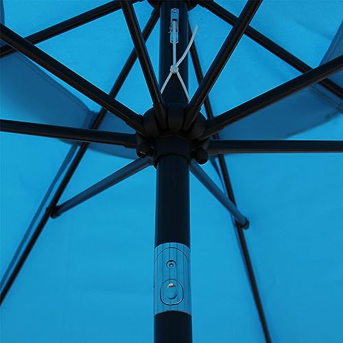 Blissun 9' Outdoor Patio Umbrella, Outdoor Table Umbrella, Yard Umbrella, Market Umbrella with 8 Sturdy Ribs, Push Button Tilt and Crank - color: Light Blue