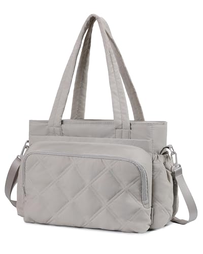 Large Lunch Tote Bag for Women with Multi-Pockets Puffy Light Durable Insulated Lunch Bag Women - color: Brown