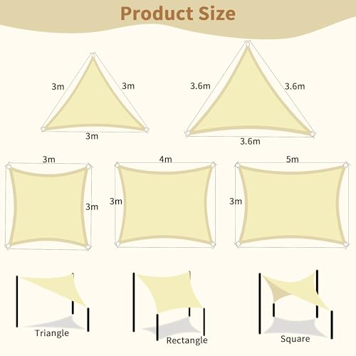 KALINCO Sun Shade Sail, Waterproof Shade Sail, 10'x10' x10' Triangle Sunscreen Awning Canopy, 95% UV Blocking Sun Shade Canopy with Free Rope for Outdoor Garden Patio Party Playground - size: 10'x10'x10'