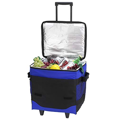 Picnic at Ascot 60 Can Collapsible Insulated Rolling Cooler - Royal Blue- Pack of 4 - color: Royal Blue - Pack of 4