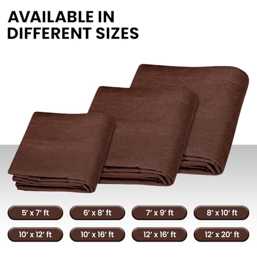 Zuperia Heavy Duty Canvas Tarp (10' x 12' ft - Pack of 2) with Rustproof Grommets, UV Resistant & Tear Resistant Multipurpose Tarpaulin Cover for Outdoor, Industrial & Commercial Use (Coffee) - color: Coffee, size: 10' x 12' ft - 2 Pack