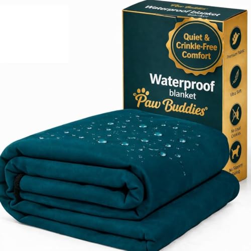 Paw Buddies Premium Waterproof Blanket 80"x90" Velvet-Feel Reversible Throw – Leakproof, Machine Washable Bed & Sofa King Size Protector for Couples, Pets & Travel + Bonus Small Blanket - color: Teal