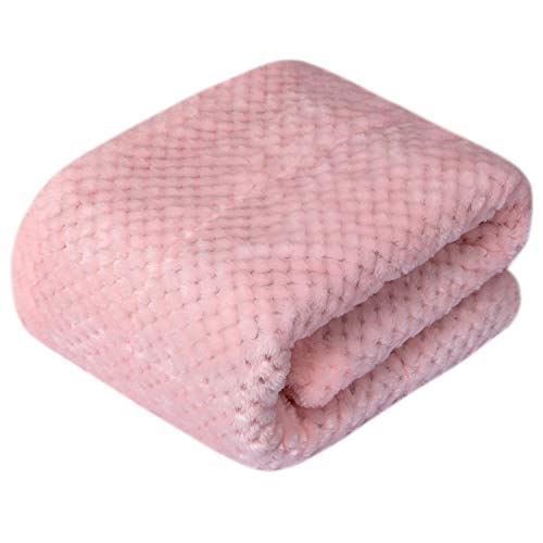 DG Plush Fleece Receiving Blanket for Dog, Cat, Pet - Warm & Soft, Couch, Sofa, Travel & Outdoor, Camping (24" x 32"), Baby Pink - color: Dg-baby Pink, size: Blanket (24" x 32")