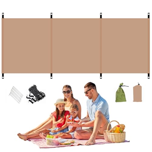 Windbreaker, 98x28 Inch Oxford Cloth Camping Wind Blocker with Ground Nails & Wind Ropes & Storage Bag, Sunbathing Privacy Screen for Outdoor