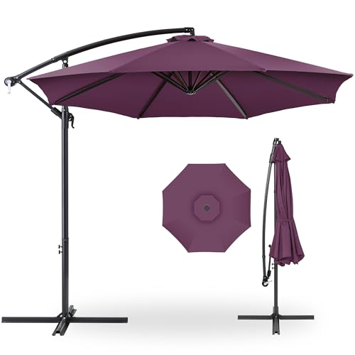 Best Choice Products 10ft Offset Cantilever Hanging Market Patio Umbrella, 8 Sturdy Ribs, Easy Adjustment - Amethyst Purple - color: Amethyst Purple, size: Offset