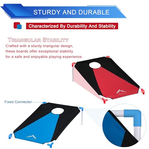 Himal Portable PVC Framed Cornhole Game Set with 8 Bean Bags and Carrying Bag (Blue-Red,3 x 2-feet)