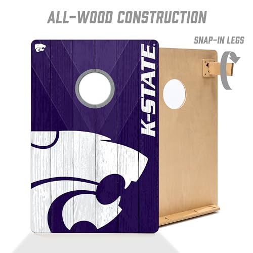 YouTheFan NCAA 2’ x 3’ Wood Cornhole Game with Logo Bags - color: Kansas State Wildcats, size: 2' X 3'