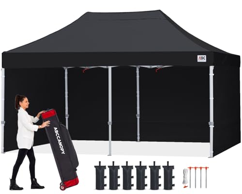 ABCCANOPY Easy Pop Up Canopy Tent with Sidewalls 8X16 Commercial -Series, Black - color: black, size: 8X16