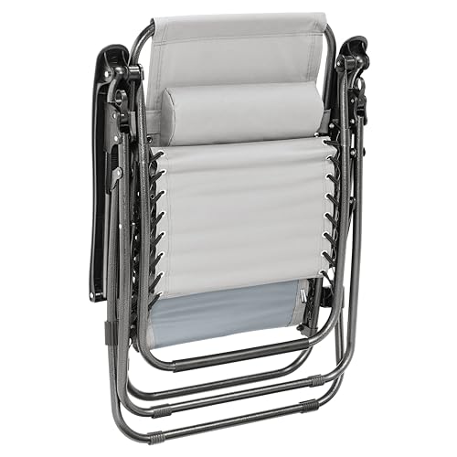 Heavy Duty Zero Gravity Chair with Adjustable Reclining, Large Side Table, Gray 600D Polyester, Powder-Coated Steel Frame, 300 lbs Capacity