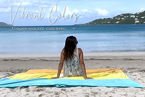BINDLE Eco-Beach Blanket 84"x80" Large, Recycled Lightweight Material, Sand Free Water Resistant Sandproof, Oversized Portable Picnic Mat for Outdoors Camping Travel, Beach Vibes - color: Beach Vibes, size: L-7'x7' (1-4 persons)