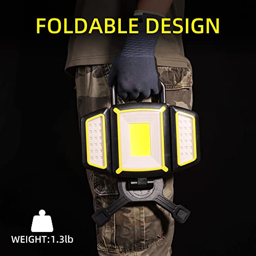 YZONI Rechargeable Work Light, 30W 3000Lumen LED Work Light with 5 Modes, Battery Powered Magnetic Lights with 360°Rotate Foldable Design, Job Site Lighting for Car Repair, Garage, Workshop, Camping - style: Traditional