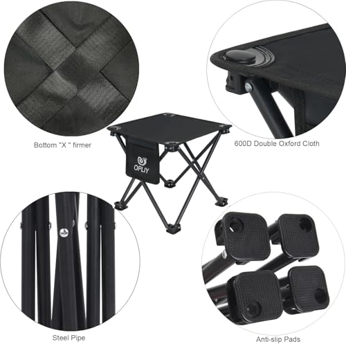 Opliy Camping Stool 2 Pack,13 Inch Portable Folding Stool for Outdoor Gardening and Beach Hiking Fishing,Foot Stool with Carry Bag (Black) - color: Black