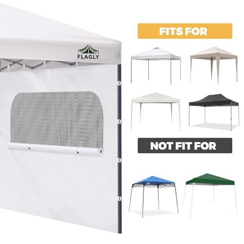 10x10 Pop Up Canopy Sidewall - 1 PC 300D Waterproof Attachable Tent Wall, Privacy Shade for Outdoor Events, Vendor Booths (Tent Not Included, with U-Shaped Window) - style: with U-Shaped Window