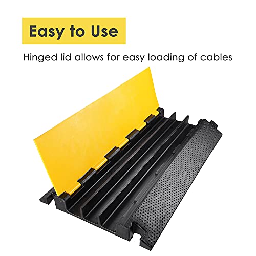 Yescom Cable Ramp Protector 3 Channel Garden Hose Protecitive 44000 Lbs Load Capacity Heavy Duty Speed Bump for Road Driveway Walkway - size: 2.8"H - 3 Channel