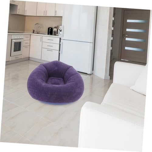Healifty Folding Inflatable Air Sofa Chair with Soft Flocked Material Portable Single Bean Bag for Camping Travel Includes Air Pump