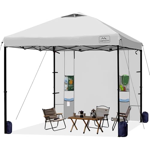 KAMPKEEPER 10x10 Easy Pop Up Canopy Tent with Sidewalls, Instant Outdoor Shade Shelter with Removable 10FT Sun Walls, Quick Setup Waterproof and UV-Resistant(White, 10x10FT with 1 sidewall) - color: White, size: 10x10FT with 1 sidewall