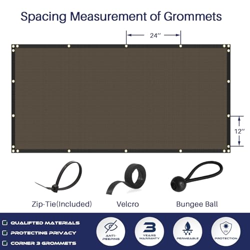 Windscreen4less Privacy Fence Screen Heavy Duty Windscreen Fencing Mesh Fabric Shade Net Cover with Brass Grommtes for Outdoor Wall Garden Yard Pool Deck, 6'x3' Brown - color: Brown, size: 6' x 3'