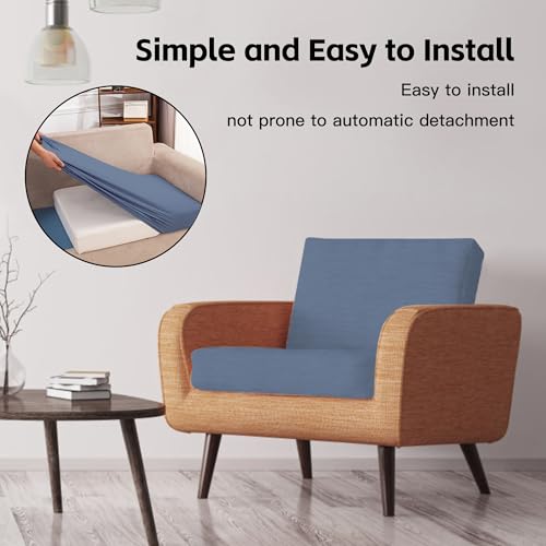 14Pcs Outdoor Cushion Covers, Patio Cushion Covers,Stretch Elastic Slipcovers, Replacement Washable & Reusable Furniture Protector for Patio Couch (Gray-Blue,Cover Only) - color: Gray Blue, size: 14Pcs-Solid color