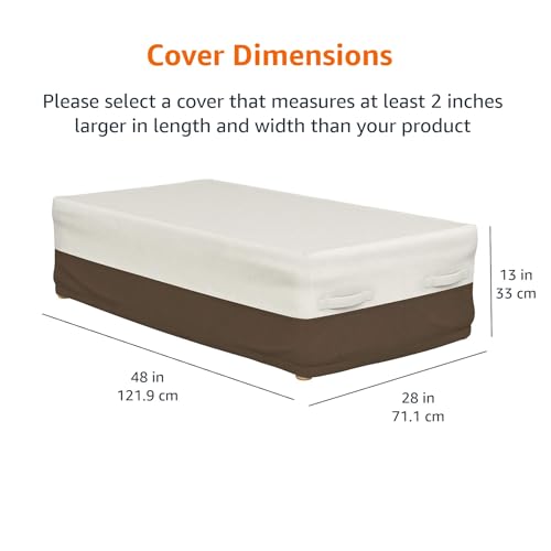 Amazon Basics Outdoor Patio Coffee Table Cover, Waterproof, UV Resistant, Weather Protection with Secure Straps, Beige/Tan, 48" x 28" - size: 48"x28"