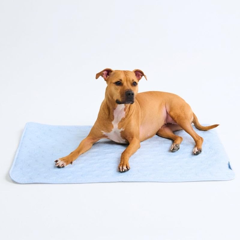 Spark Paws Cooling Mat for Dogs - Self Cooling Dog Mat & Pet Cooling Pad for Large, Medium & Small Dogs - Non-Toxic, Non-Gel Washable Cooling Bed - Hearts Blue - Size L - color: Hearts Blue, size: Large