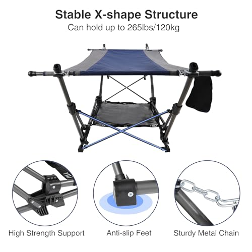 RedSwing Camping Hammock with Stand, XXL Portable Hammock with Removable Pillow and Storage Net, Foldable Heavy Duty Steel Frame Space Saving for Indoor Outdoor Backyard Beach Garden