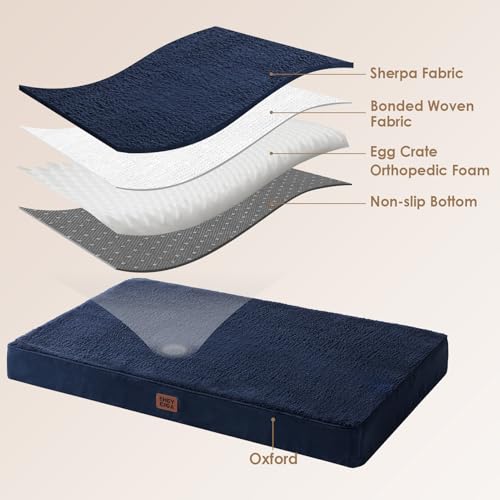 EHEYCIGA Orthopedic XL Dog Beds for Extra Large Dogs with Removable Washable Cover for Crate, Navy, 41x27 - color: Navy, size: 41*27*3.5 inches