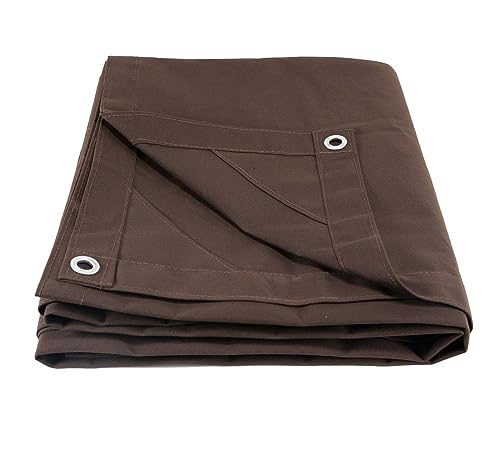 Mytee Products 7' x 9' Dark Brown 12oz Canvas Tarp with Grommets - Water Resistant - Heavy Duty Canvas Tarps - Multipurpose Tarpaulin Cover for Canopy Tent, Roof, Camping, Semi Trucks & Cargo - color: Dark Brown (1 Pc), size: 7' x 9'