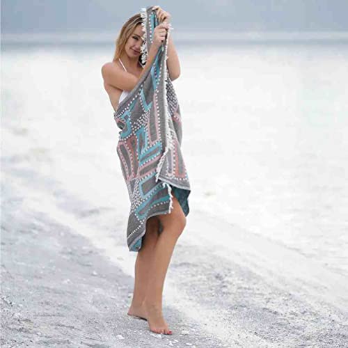 BAGNO MILANO Beach Towels Organic Turkish Cotton Soft, Quick Dry Oversized Turkish Towel Throw Blanket for Beach, Yoga, Spa, Pool (Lich Black, Beach Towel) - color: Lich Black
