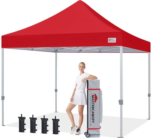 MASTERCANOPY Pop Up Canopy Tent Commercial Grade 10x10 Instant Shelter (Red) - color: Red, size: 10x10