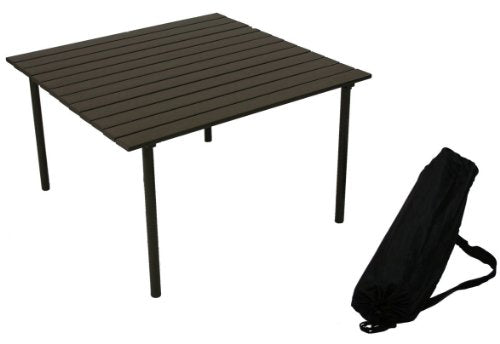 A2716 Low Aluminum Portable Table with Carrying Bag, Brown - color: Brown