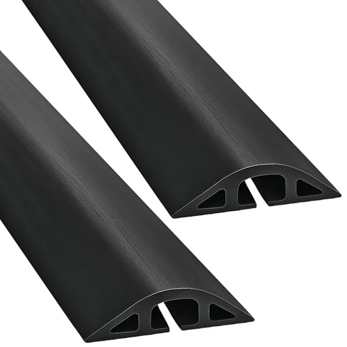 Electriduct D-2 Rubber Duct Cord Cover - Pack of 2X 5 Feet Pieces = 10 Feet Black Floor Cable Protector - color: Black, size: 5 ft (2 Pack = 10 ft)