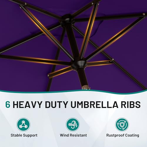AreShark 6.5 x 10 FT Rectangular Valance Patio Umbrella, Outdoor Umbrella with Tilt and Crank, Market Table Umbrellas W/ 6 Ribs UV Protection for Garden, Deck, Backyard and Pool, Dark Purple - color: Dark Purple, size: 6.5x10 FT