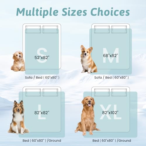 COZY KISS Extra Large Dog Cooling Mat 52"x82" Q-Max>0.4, Waterproof & Leakproof Pet Bed Cover, Non-Slip Cooling Dog Blanket for Couch, Floor, Large Dogs (Beige) - color: Beige, size: 52"x82"